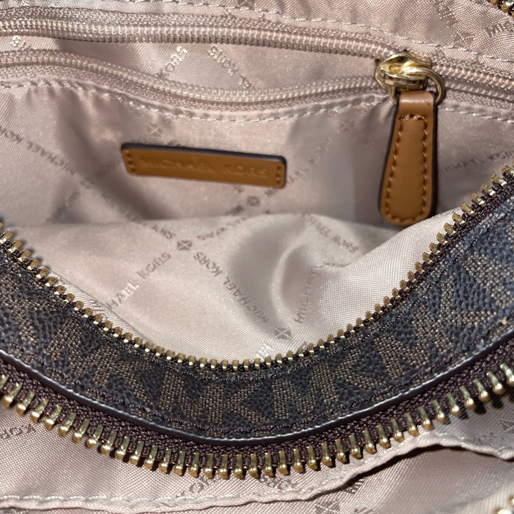 Michael Kors Monogram Crossbody in Brown and Gold - Picture 9 of 13